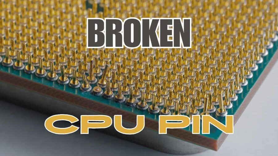 A broken pin on a CPU.